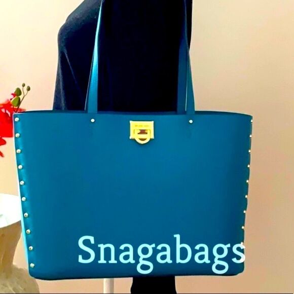 MICHAEL KORS NWT MANHATTAN LAGOON LARGE LEATHER TOTE BAG - Picture 5 of 12